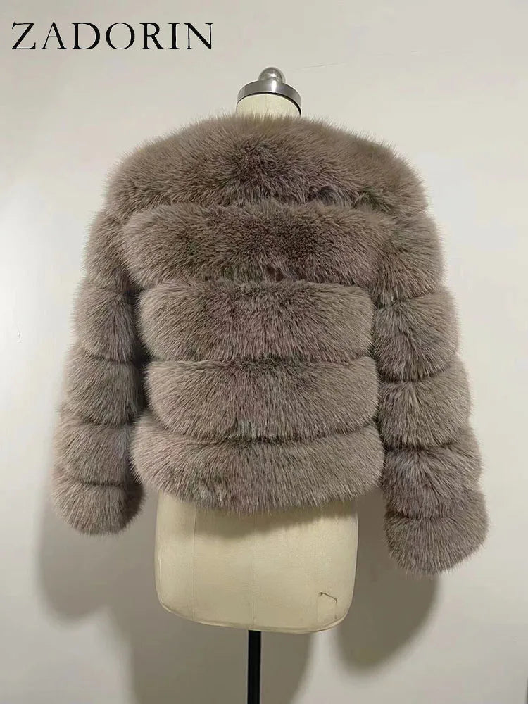 ZADORIN Women's Faux Fox Fur Winter Coat