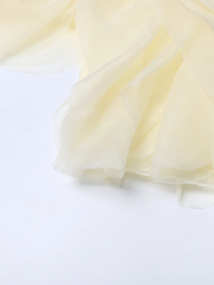 TWOTWINSTYLE Ruffle Chiffon Lantern Sleeve Blouse