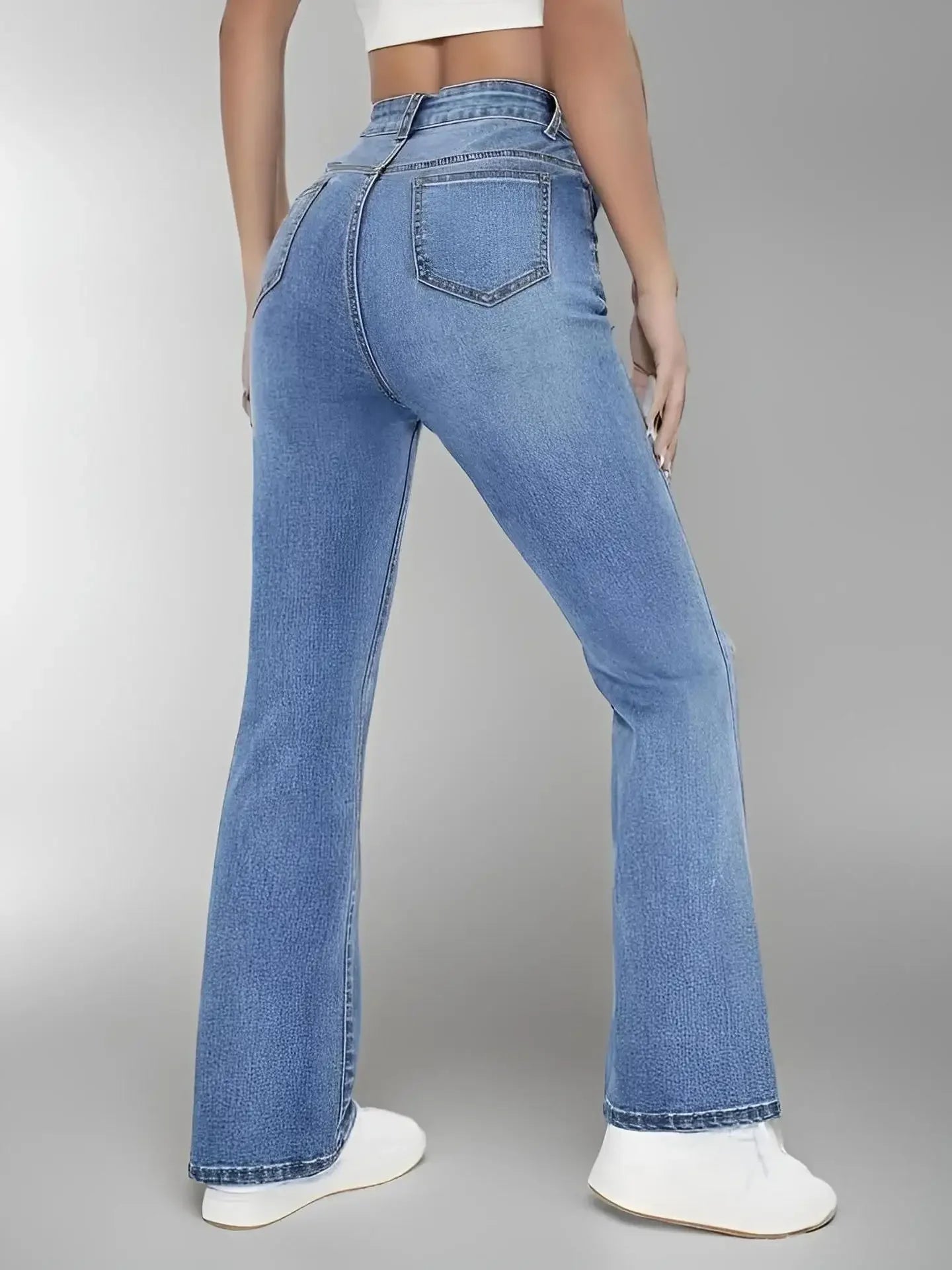 Women's High Waist Slim Fit Washed Jeans
