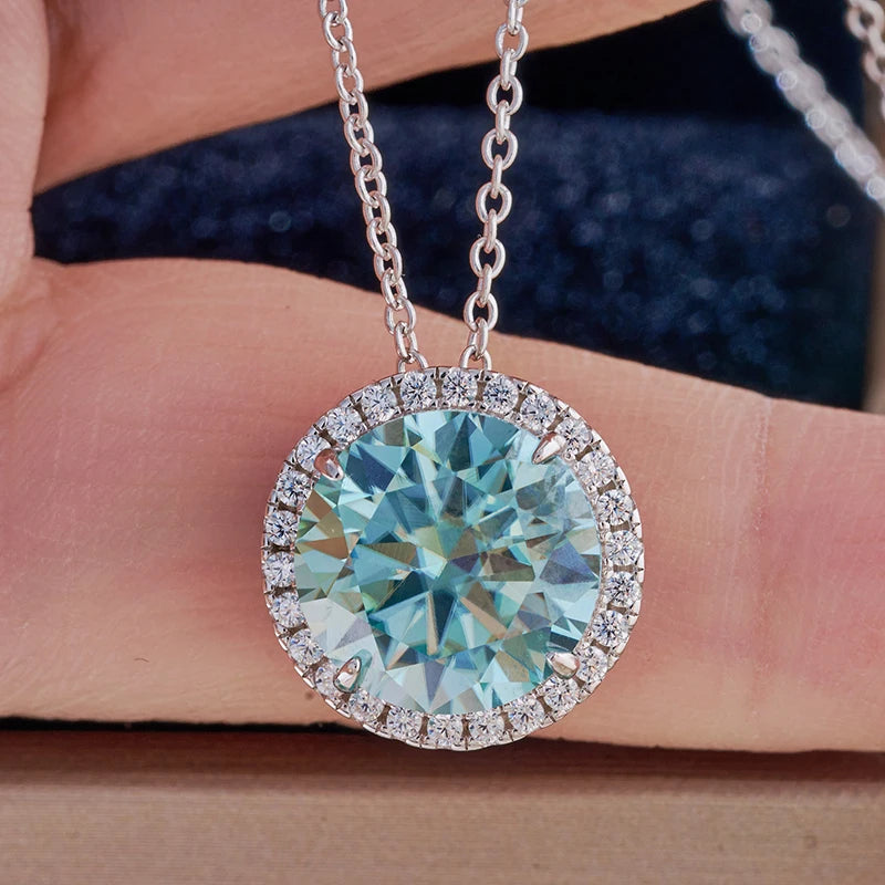 JoyceJelly 5CT Color Moissanite 925 Sterling Silver Necklace