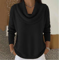 Women's Elegant Draped Neck Knit Sweater