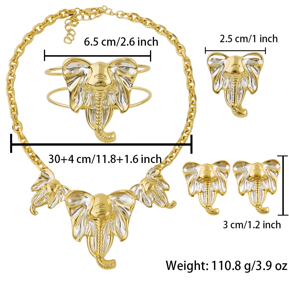 Luxury Gold-Plated Elephant Jewelry Set for Women
