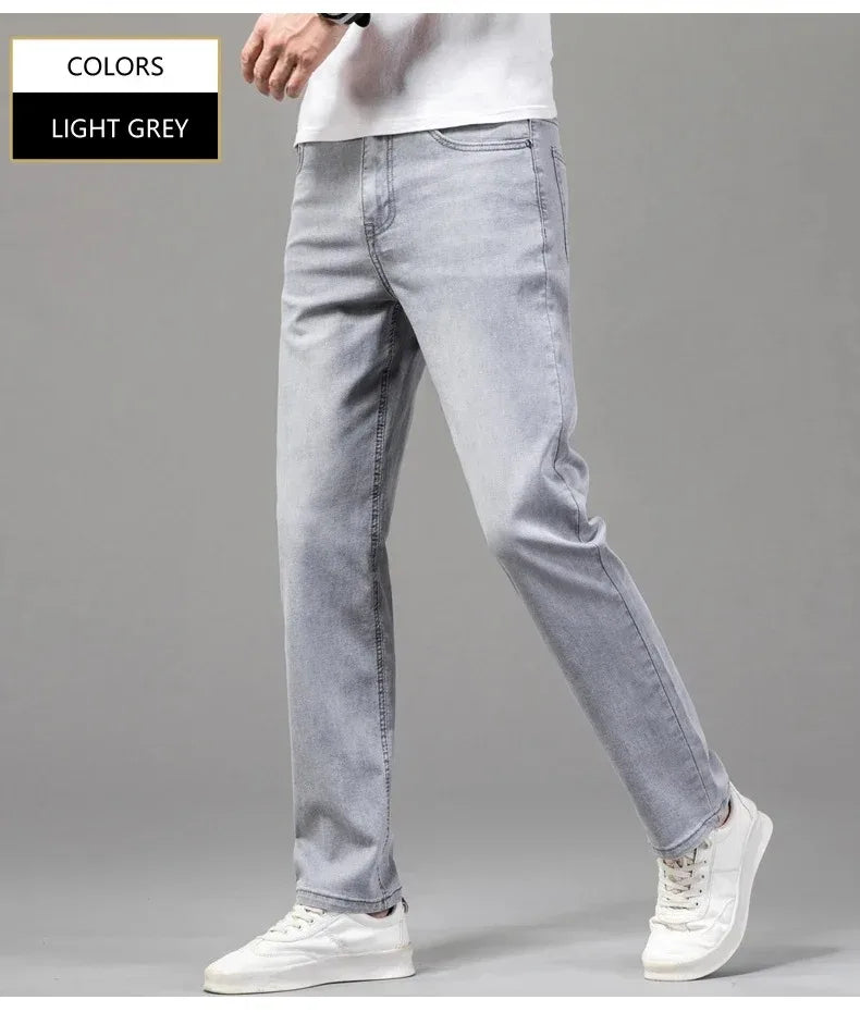 Men's Stretch Straight-Leg Gray Denim Jeans