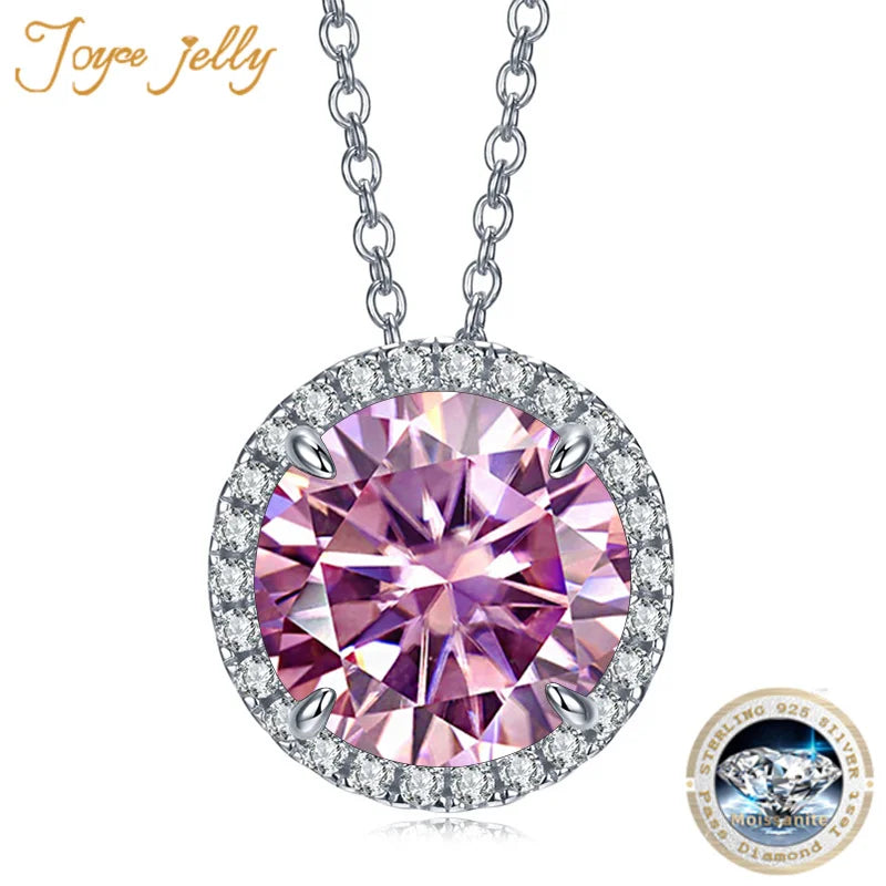 JoyceJelly 5CT Color Moissanite 925 Sterling Silver Necklace