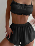 Women's Silky Ruffle Cami & Shorts Set