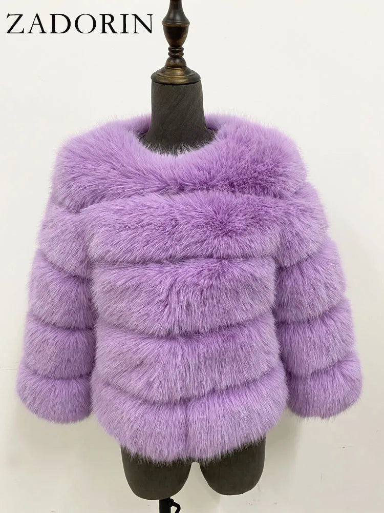 ZADORIN Women's Faux Fox Fur Winter Coat
