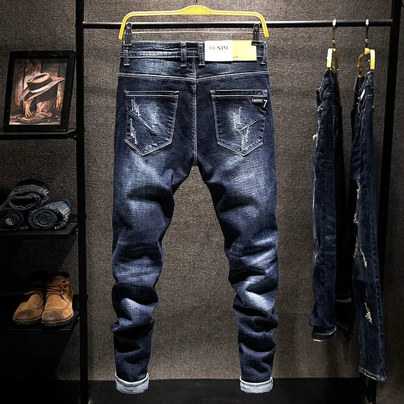 Men’s Ripped Slim Fit Straight Jeans