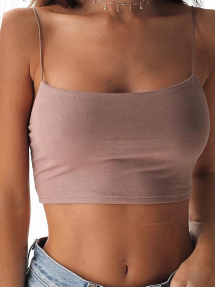 Women's Sexy Black Halter Backless Crop Tank Top