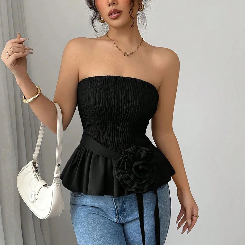 Women's Elegant Strapless Knitted Tube Top