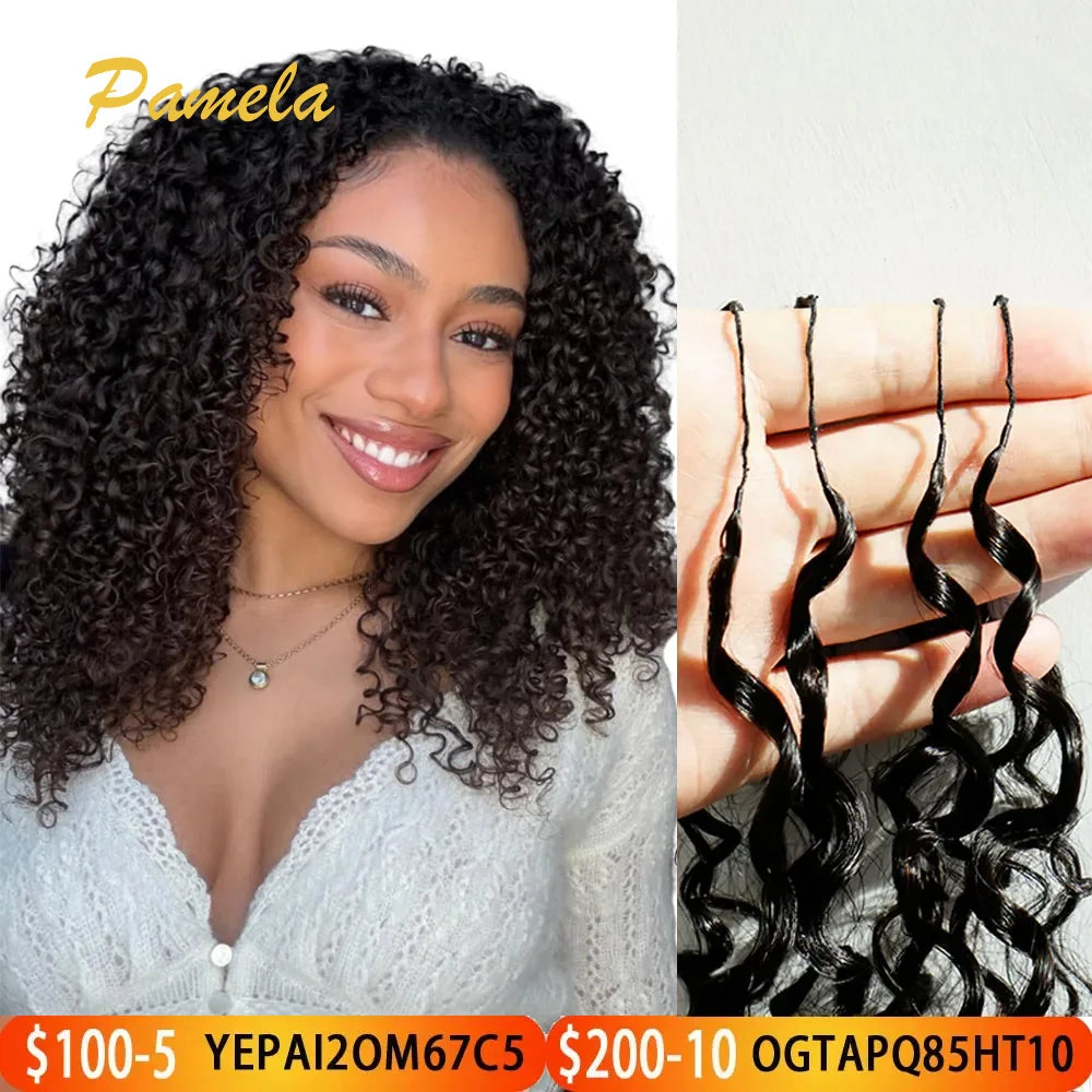 fro Kinky Burmese Curly Knotless Human Hair Extensions