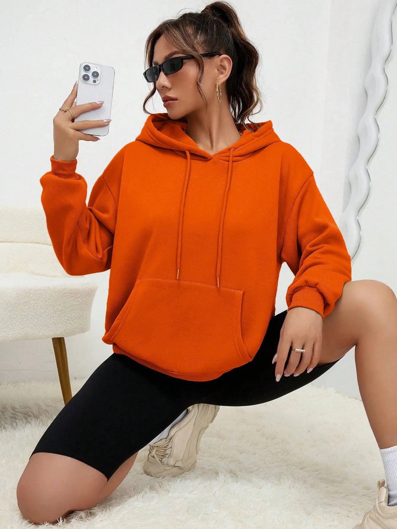 Unisex Solid Color Fleece Hoodie
