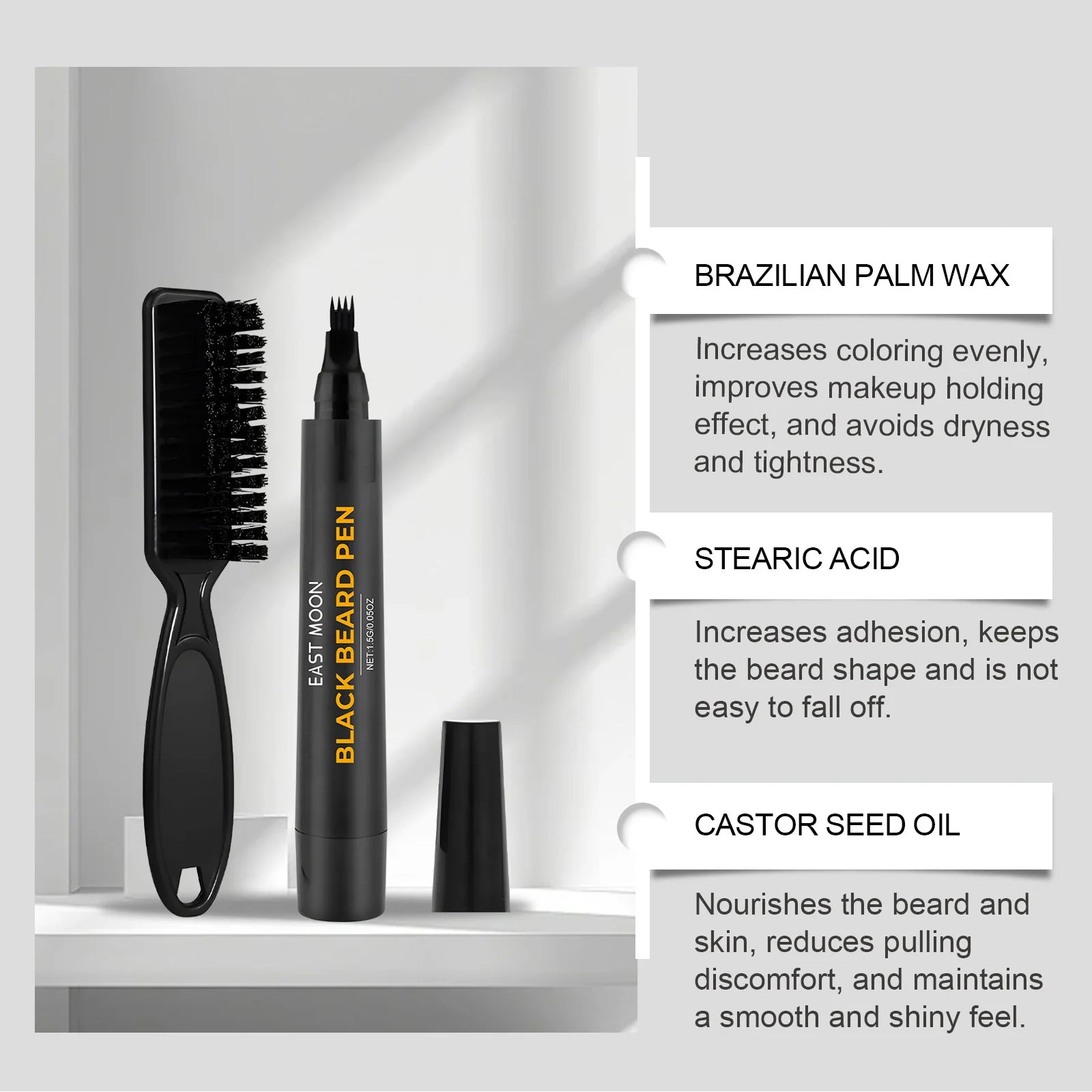 "Instant Beard Filler Pen With Brush Comb Disposable Waterproof