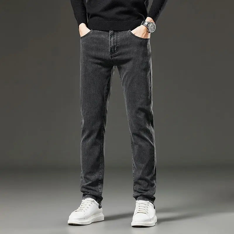 Men's Slim Straight Elastic Jeans