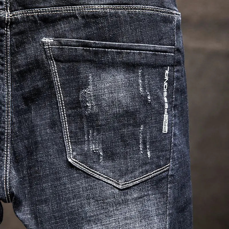 Men’s Ripped Slim Fit Straight Jeans