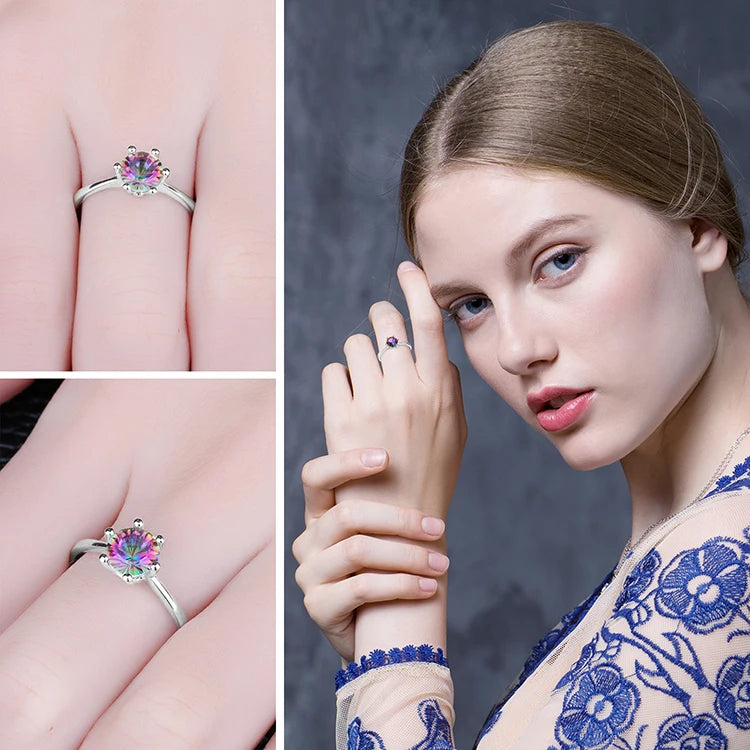 JewelryPalace Rainbow Mystic Quartz 925 Silver Ring