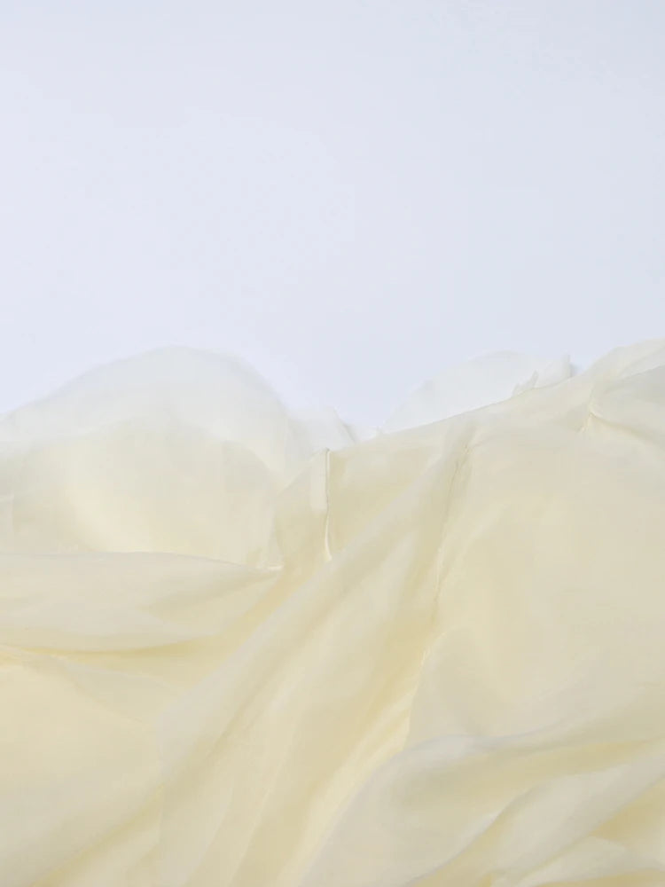 TWOTWINSTYLE Ruffle Chiffon Lantern Sleeve Blouse