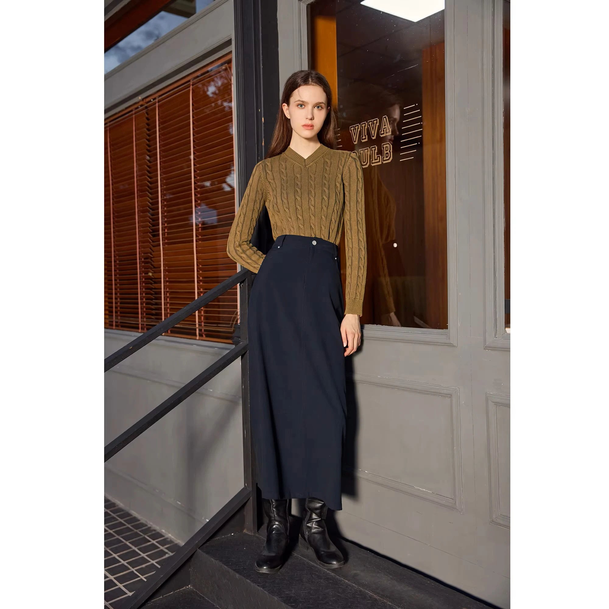 Women's Cable Knit Sweater & Skirt Set