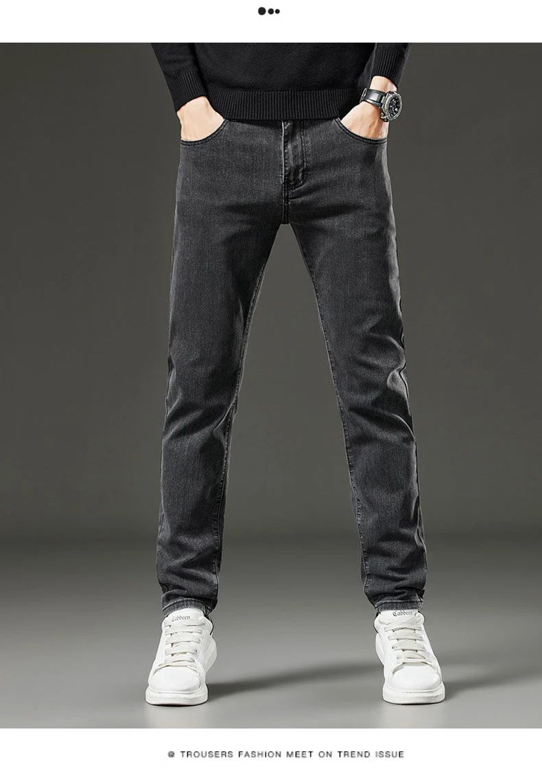 Men's Slim Straight Elastic Jeans