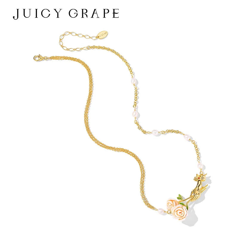 Women's Elegant Enamel Rose Gemstone Jewelry Set