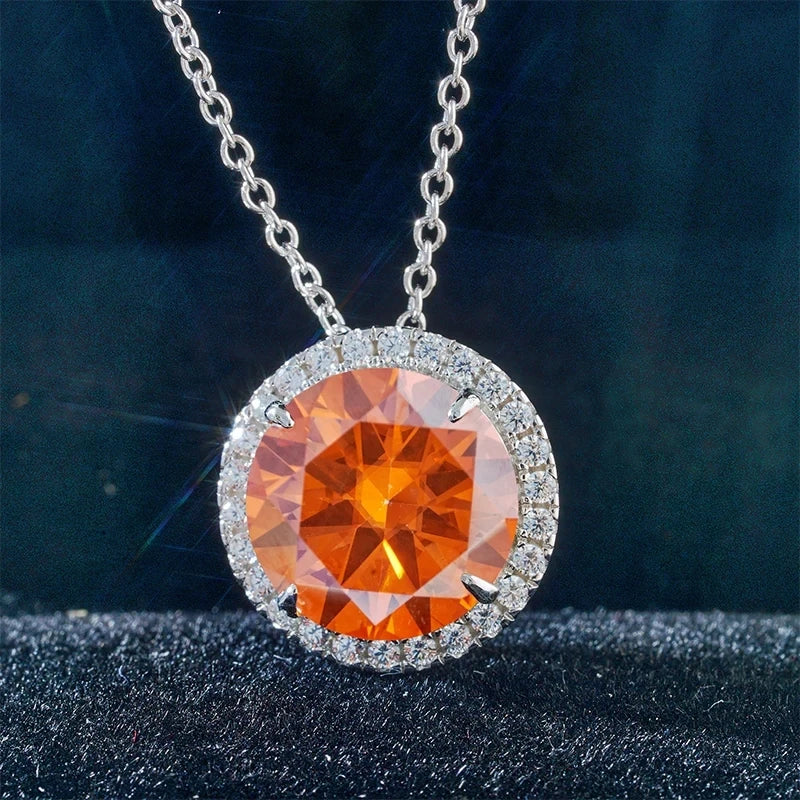 JoyceJelly 5CT Colorful Moissanite Sterling Silver Necklace