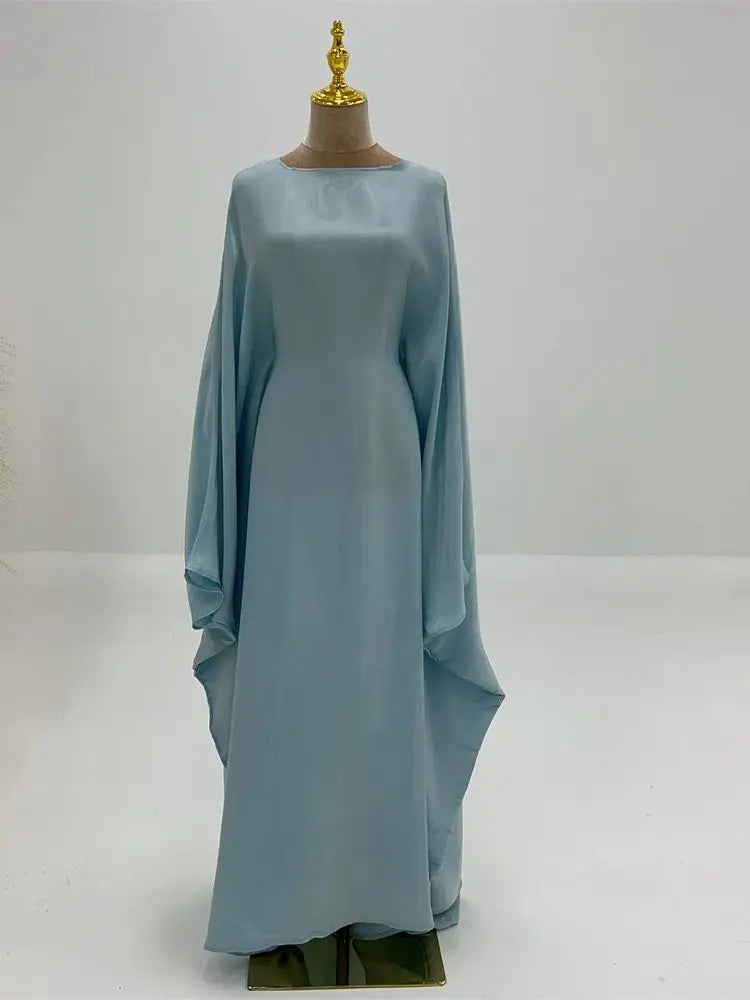 Women's Satin Batwing Sleeve Abaya Maxi Dress