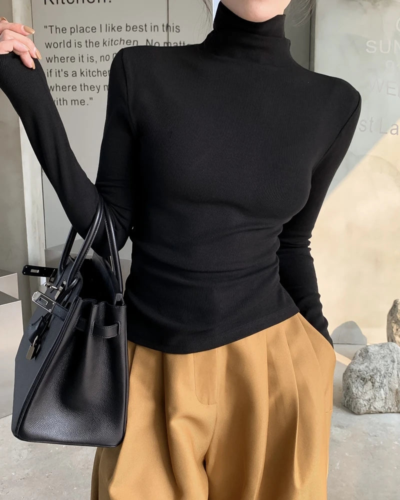Women’s High Collar Fleece Base Layer Top
