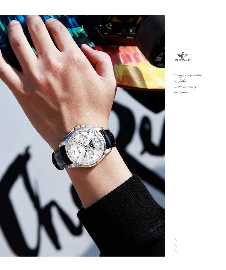 OUPINKE Luxury Automatic Moon Watch