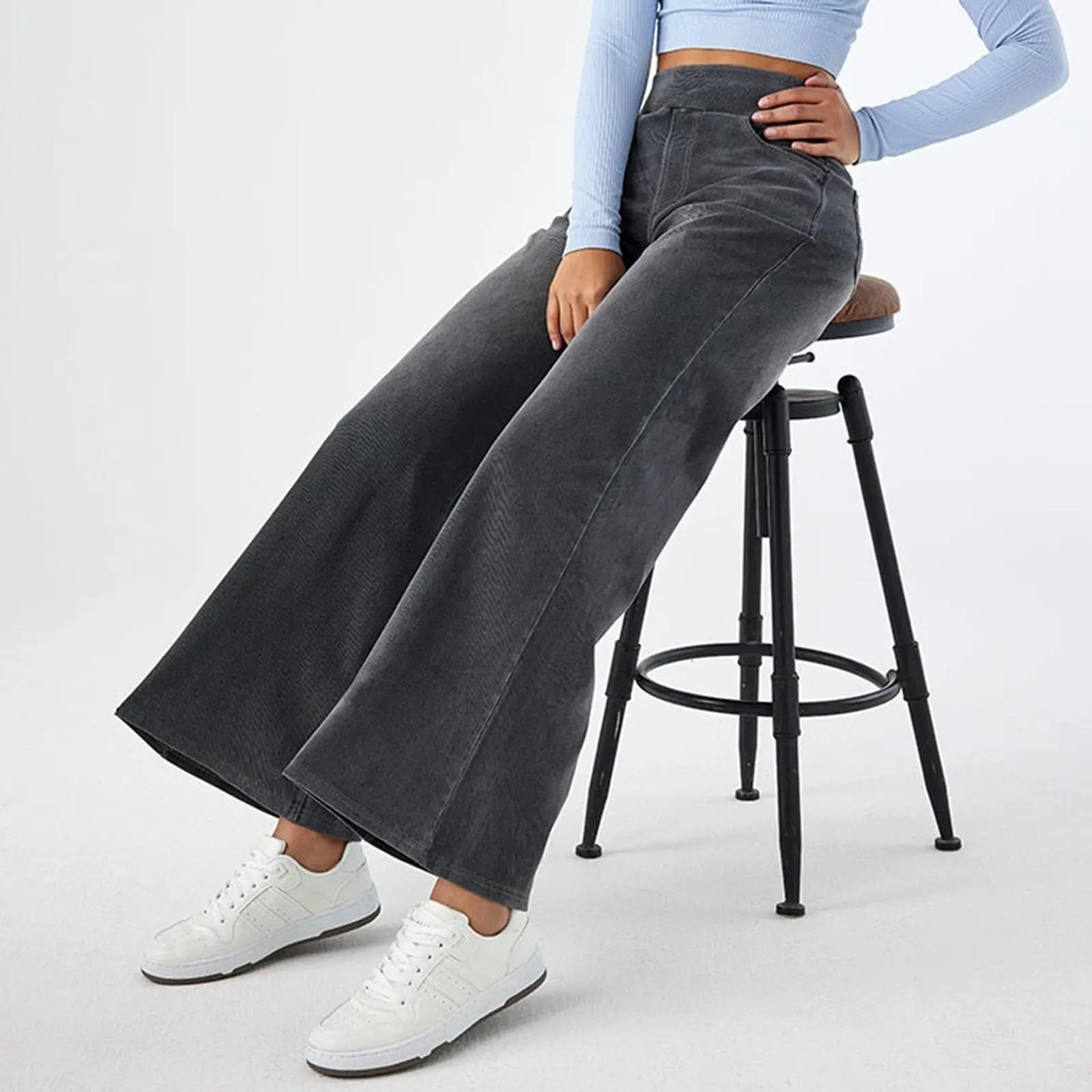 Women's Y2K Wide Leg Elastic Waist Jeans