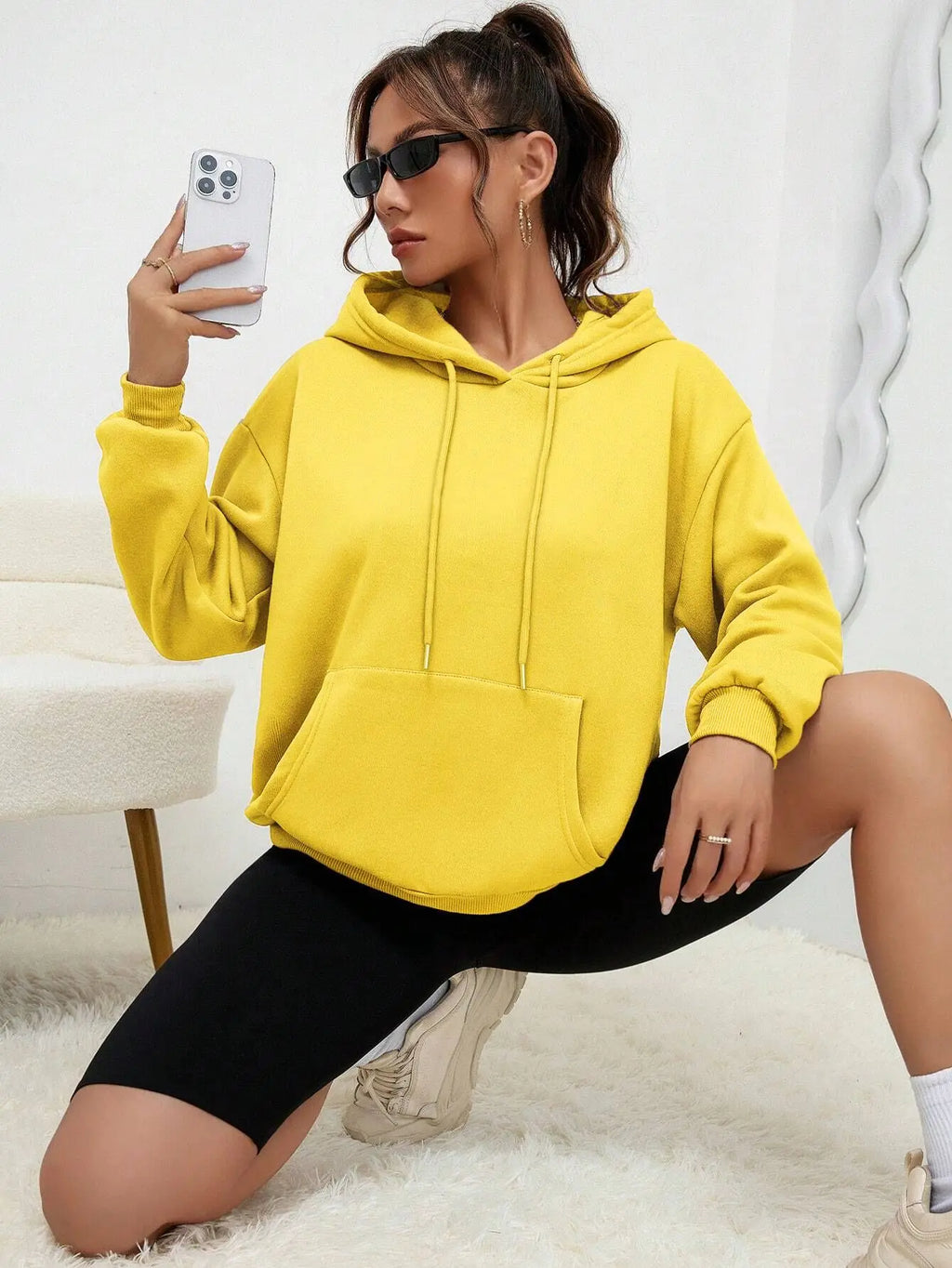 Unisex Solid Color Fleece Hoodie