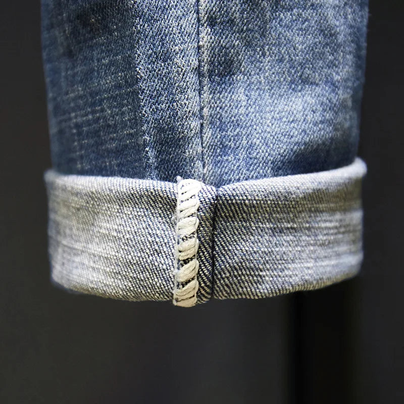 Men’s Slim Fit Light Blue Ripped Stretch Jeans