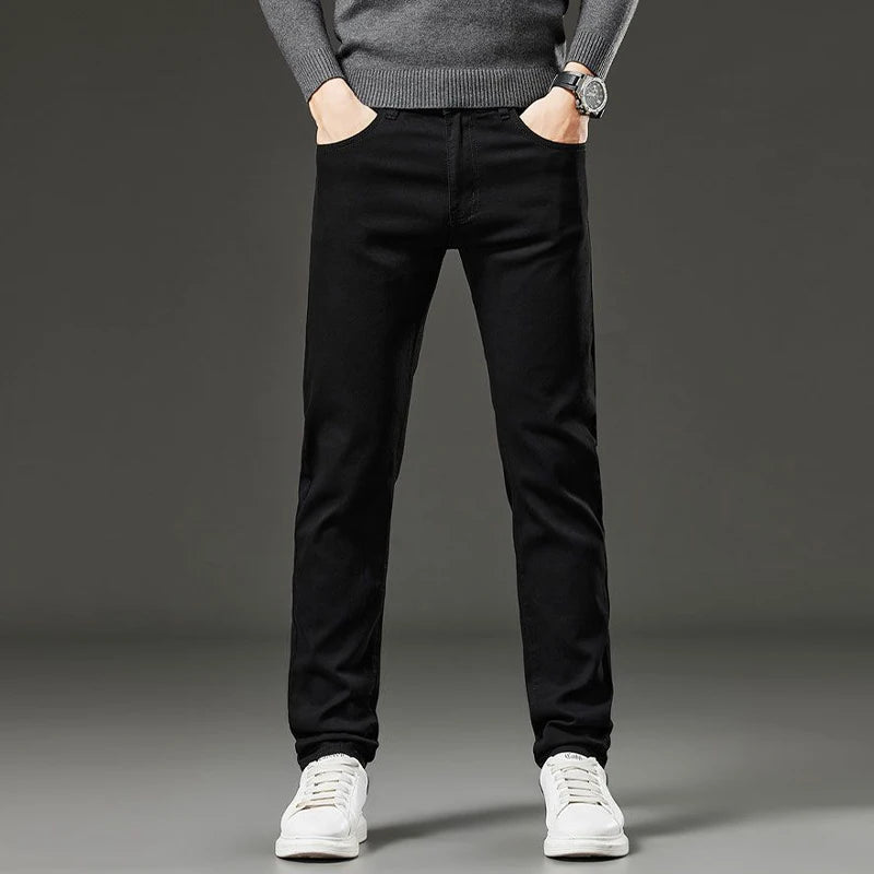 Men's Slim Straight Elastic Jeans