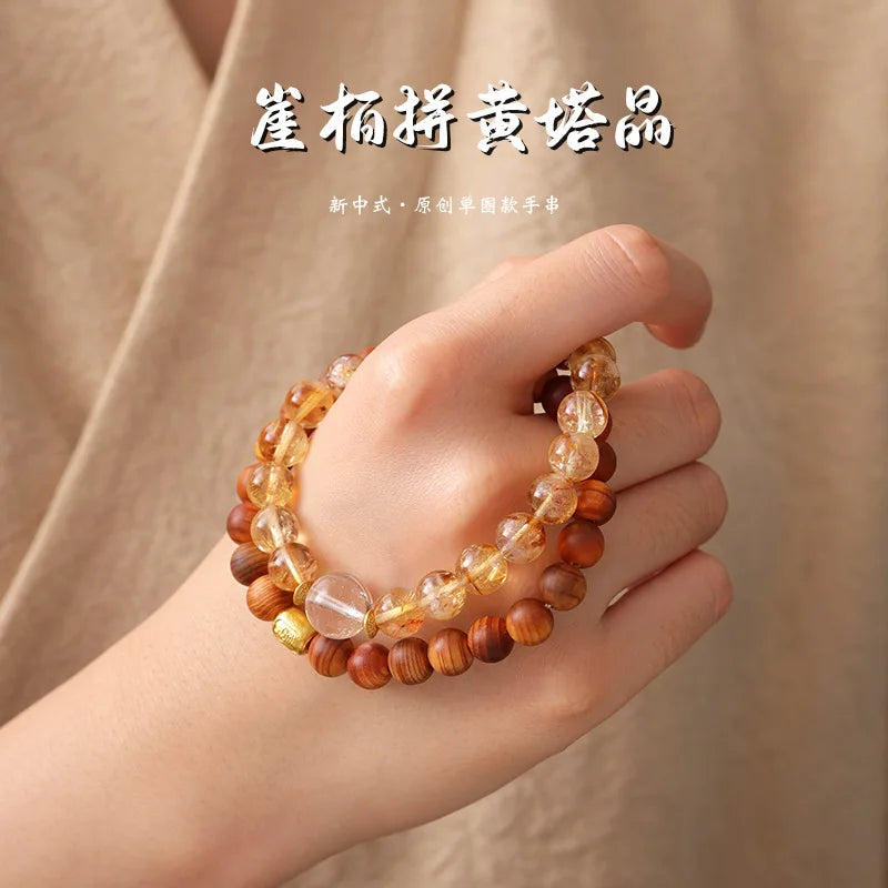 Original Yellow Crystal Double Wrap Bracelet for Men & Women