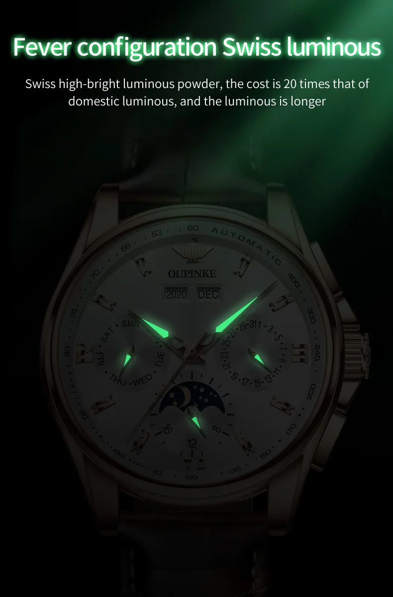 OUPINKE Luxury Automatic Moon Watch