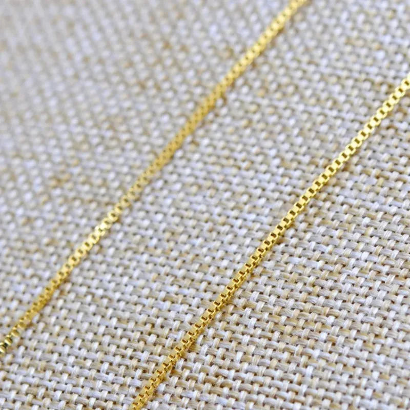 Lynge Jewelry AU999 24K Gold Box Chain Necklace for Women