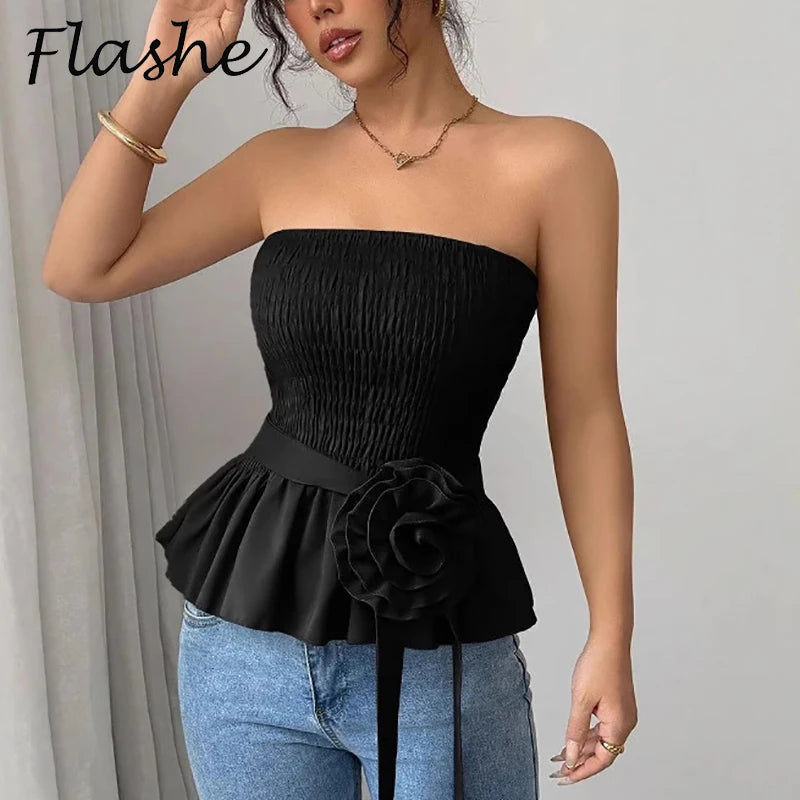 Women's Elegant Strapless Knitted Tube Top