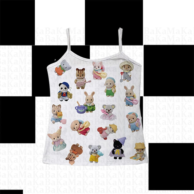 Cartoon Cat Print Mini Shorts