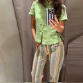Women's Colorful Striped Low Waist Jeans