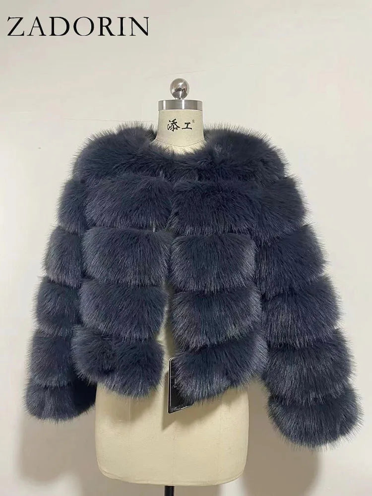 ZADORIN Women's Faux Fox Fur Winter Coat