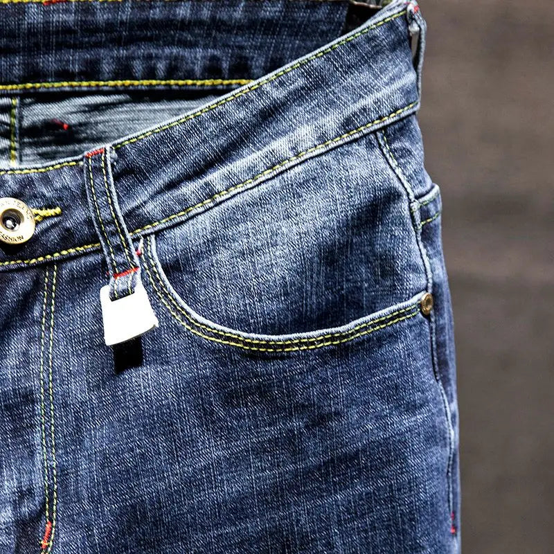 Men’s Ripped Slim Fit Straight Jeans