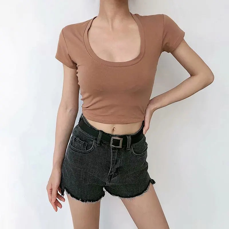 Women's U-Neck Slim Fit Crop Top