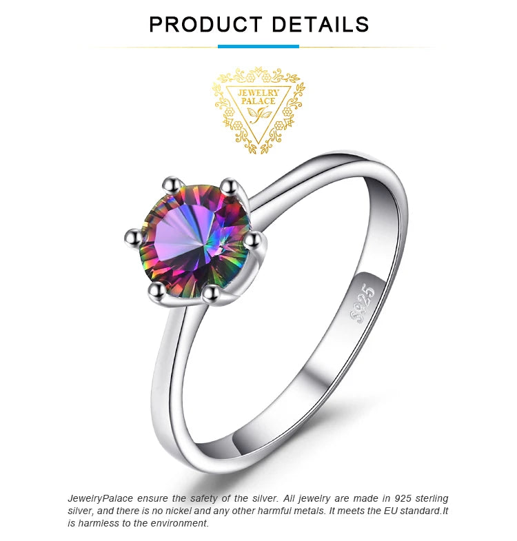 JewelryPalace Rainbow Mystic Quartz 925 Silver Ring