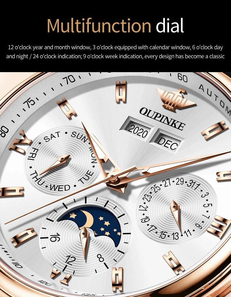 OUPINKE Luxury Automatic Moon Watch