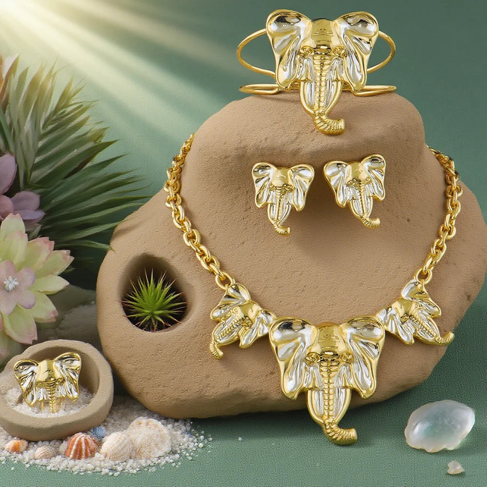 Luxury Gold-Plated Elephant Jewelry Set for Women