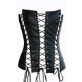 Women's PU Leather Lace-Up Corset Crop Top