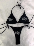 Y2K Punk Rhinestone Lace-Up Bikini