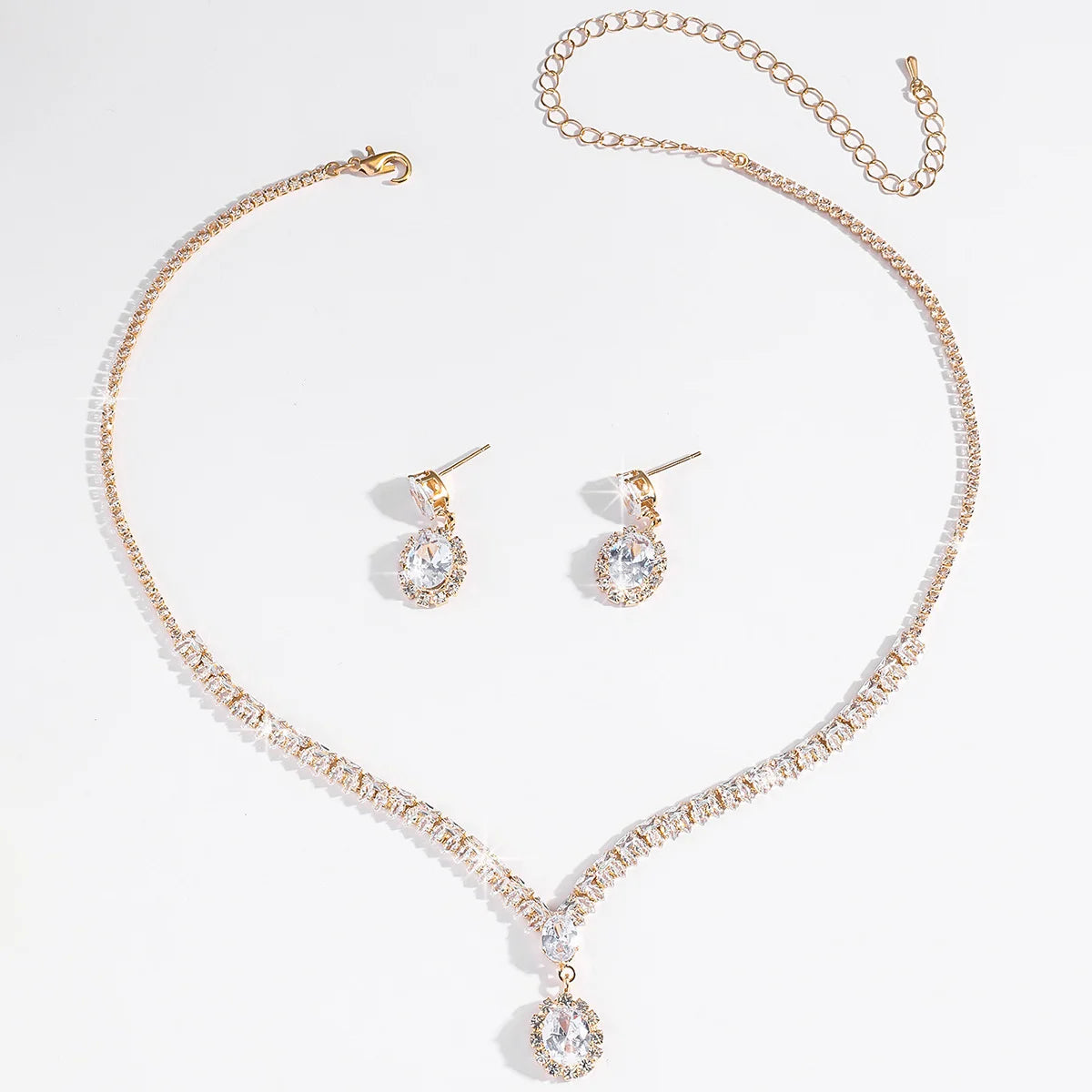 Luxury Zircon Necklace & Earrings Jewelry Set