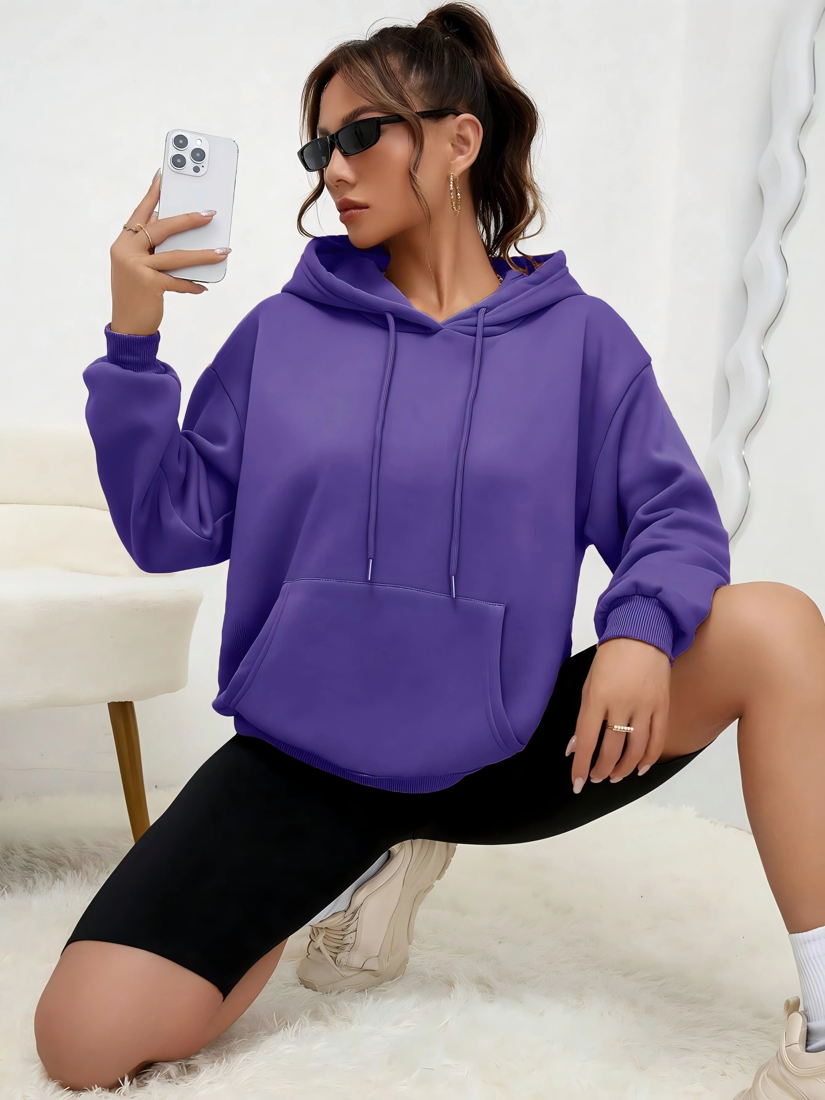 Unisex Solid Color Fleece Hoodie