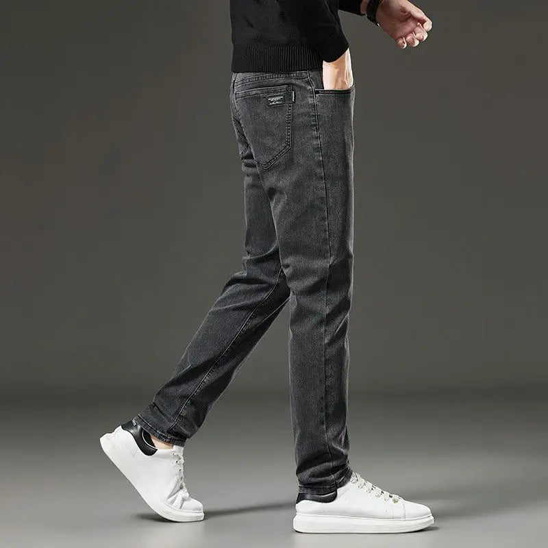 Men's Slim Straight Elastic Jeans