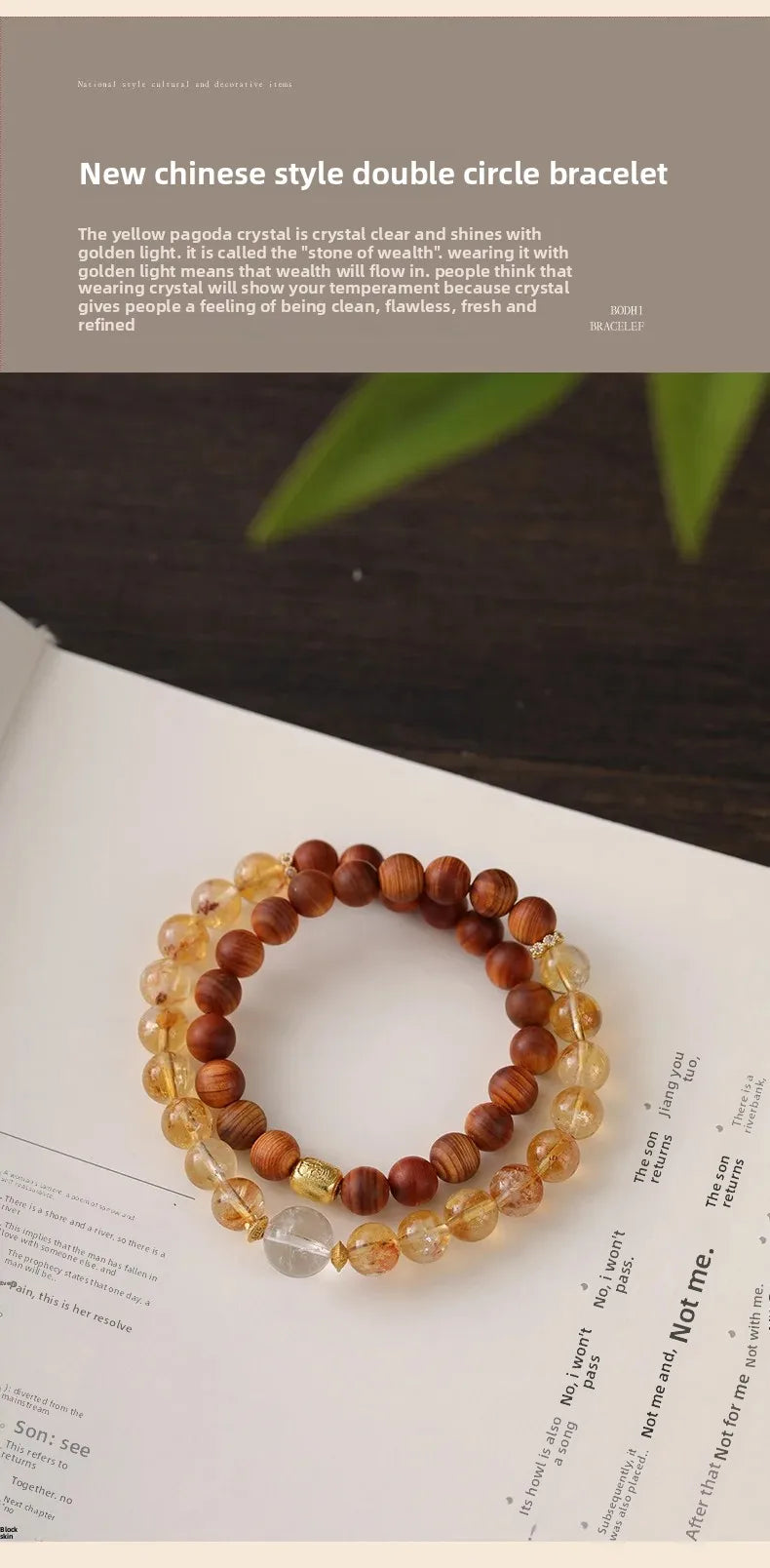 Original Yellow Crystal Double Wrap Bracelet for Men & Women