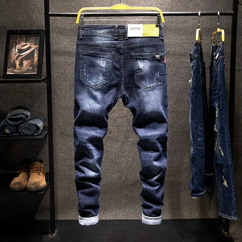 Men’s Ripped Slim Fit Straight Jeans